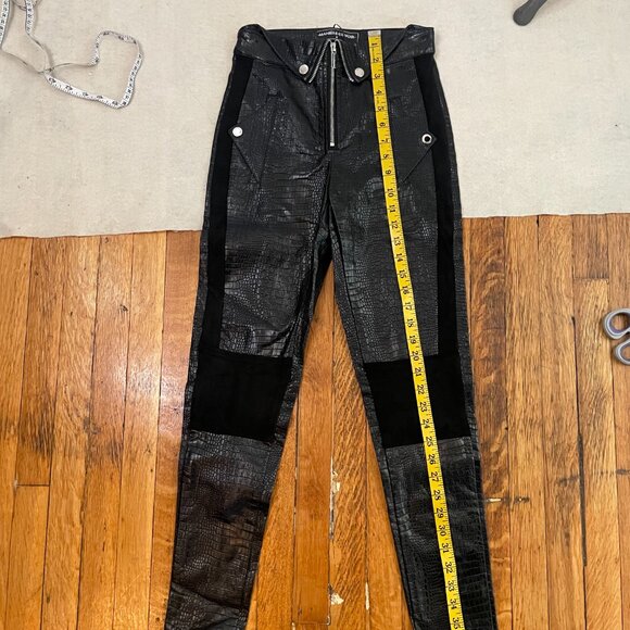 Maniére de Voir vegan leather and suede textured black pants NWOT, size 4 - Picture 9 of 9